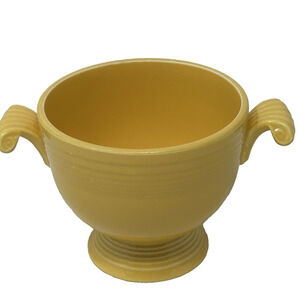 Vtg Original Fiestaware Yellow Sugar Bowl Scroll Handles 1939-1951 Missing Lid